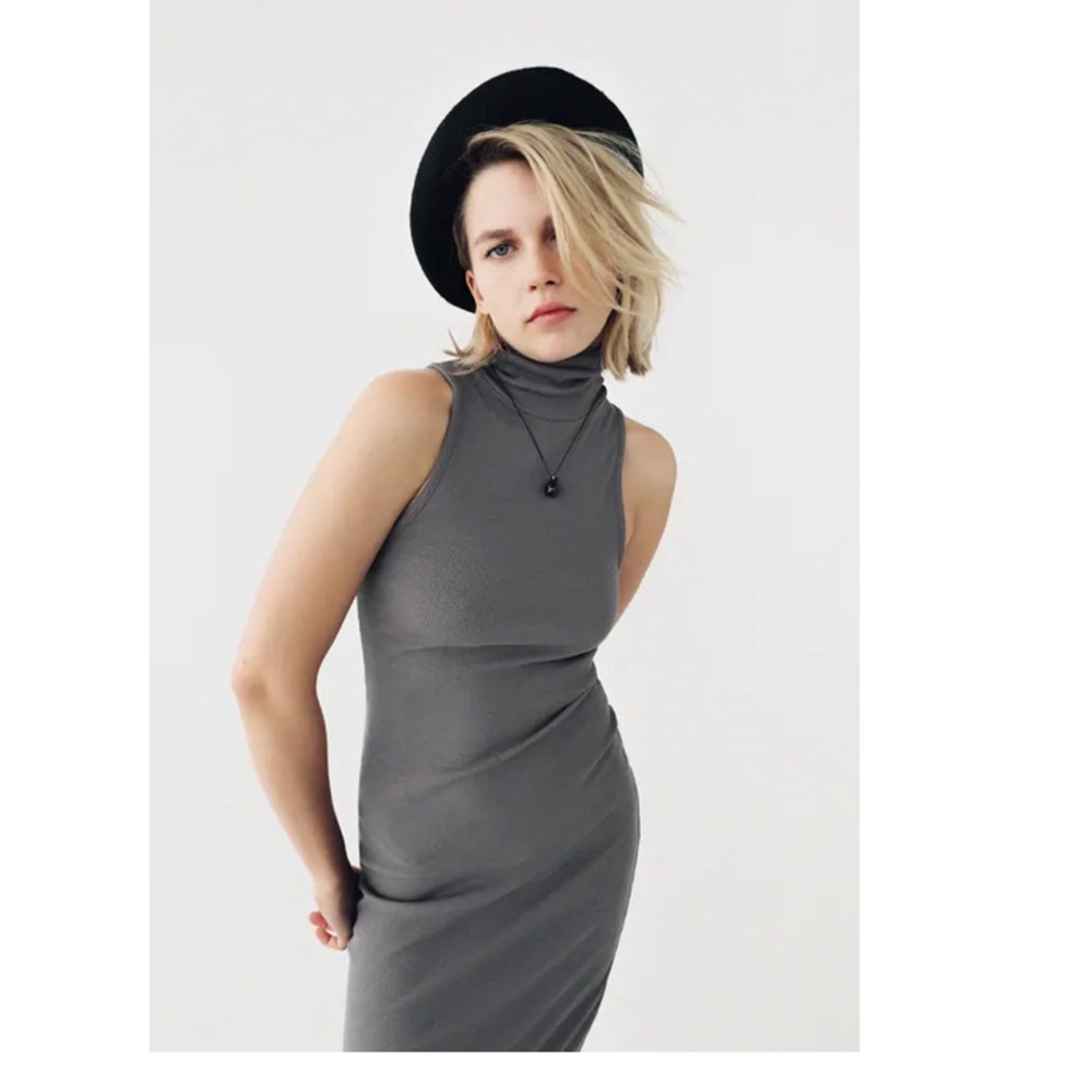 Zara Turtle Neck Ribbed Dress L